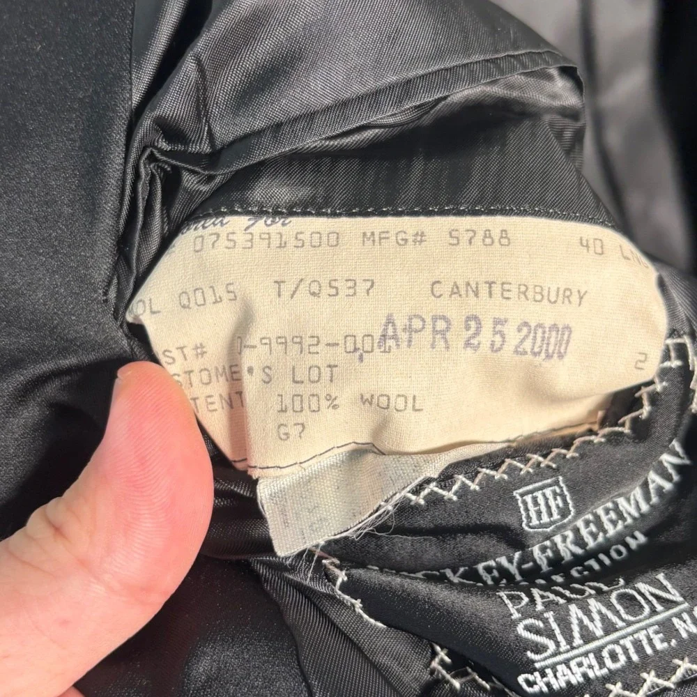 Hickey Freeman Paul Simon Collection 40 Long Black Wool Canterbury Tuxedo Jacket